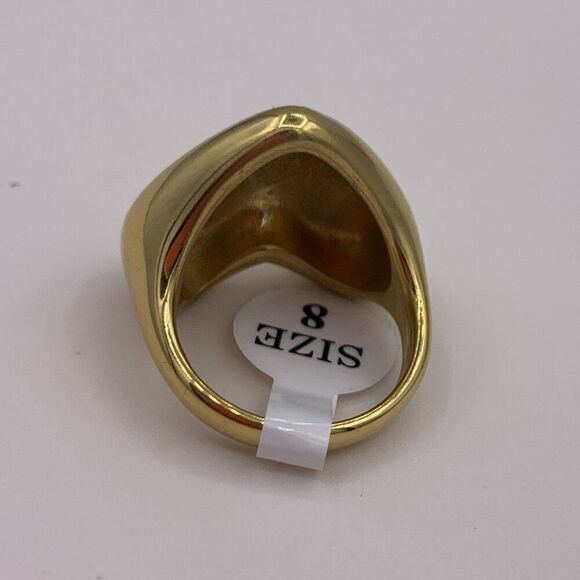 Ring, NWT, gold coloured stainless steel, Sz 7 & 8, large, minimalist - Picture 4 of 16
